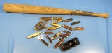 Winchester Ball Bat (very; Very Rough) & Lot Of Misc. Pocket Knives