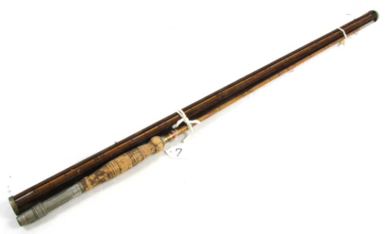 Bamboo Fly Fishing Rod; 4 Pc. (orange & Purple Linings) W/case; Horrocks Ibbotson Co.