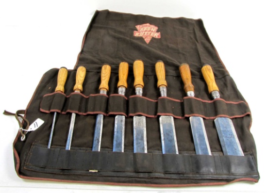8 Pc. Firmer Chisel Set; Keen Kutter; Near Nos; Canvas Case. This Is A Very Special Set Of Chisels.