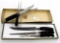 LOT: Shapleigh 3 piece stag handle carving set- 3 piece carving set in box No. DE 626 stag handle