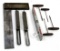 LOT: 8; KK; gimblets; torpedo level; steel tri square; cast iron sliding T-bevel squares