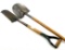 LOT: KK; No. 14; ditch spade; KK; No. 2 round point shovel