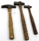 LOT: 3; KK; hammers; 2- ball pein; original handles; & 1- claw; dynamic