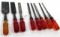 LOT: 8; KK; socket firmer chisels w/red tenite plastic handles