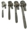 LOT: 4; KK; pipe wrenches; KK; written on handles; 18;14 12 & 10”