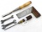 Win. LOT: 5- screwdriver; Barney & Berry; wood chisel 4707; 5/8 “; small try-square No. 9716; open w