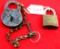 Simmons. LOT: 2- 1; Quality six lever w/key; 2; Simmons brass lock no/key