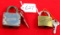 Shap. LOT: 2; 1- brass lock w/key; 2- steel lock w/key