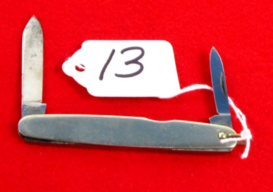 Win. NOS pocket knife nickel plated; 2 blades #2201