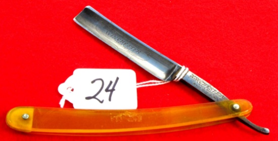 Win. straight razor; amber handle; No. 8526