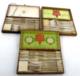 LOT: 3 boxes of KK silverware in oak box – 1 box No. K12M