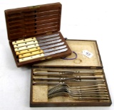 LOT: 1 box of Simmons steak knives wooden box of 6; 1 box of KK silverware