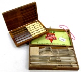 LOT: 1 box of Simmons steak knives wooden box of 6; 1 box of KK silverware No. K12 M