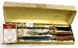 Shapleigh 3 piece stag handle carving set in box