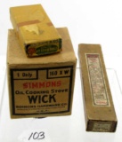 LOT: 1; Simmons; cooking stove wick; 2; KK bit stock drills. 3. Shapleigh; slim taper files