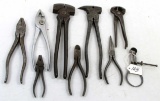 LOT: 9; KK; hand tools; staple puller; fencing pliers; carpenter pincher; slip joint; diagonal; roun