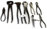 LOT: 8; KK; hand tools; staple puller; fencing pliers; hood nippers; diagonal ; round nose; slip joi