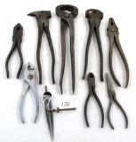 LOT: 9; KK; hand tools; hoof nippers; staple puller; fencing pliers; lineman; diagonal; slip joint;