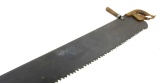 KK; two man cross cut saw; blade aprox 60”LL