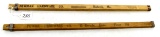 LOT: 2; KK; 3’ sliding rules; Newman Hardware; Moberly; Mo.; Powell Hardware; El Dorado; Kans.
