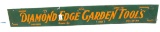 DE; metal 4’ long green & orange rack for garden tools