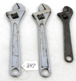 LOT: 3; Shap/KK; adjustable wrenches; 2- 10” 1- 8”