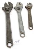 LOT: 3; DE; adjustable wrenches; 10”; 8”; 6”