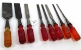 LOT: 8; KK; socket firmer chisels w/red tenite plastic handles
