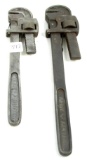 LOT: 2; KK; pipe wrenches; w/KK written on handles; 18 &  14”