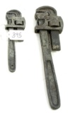 LOT: 2; KK; pipe wrenches; w/KK written on handles; 12 & 8”