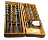 Simmons Hardware; wood box w/7 auger bits; No. X Farmer’s Assortment