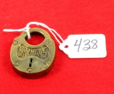 Simmons; padlock; all brass