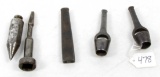 LOT: KK; nut driver; 3- KK; leather tools; Oak Leaf plumb bob