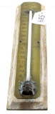 Simmons brass & wood thermometer; early piece; 11” long