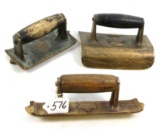 KK; LOT: 3- brass cement tools; No. 01;K041;K0100