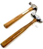 KK. LOT: 2- ball pien hammer orig. handle; claw hammer orig. handle