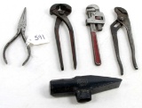KK; Simmons; LOT: 5- KK channel lock pliers K507; small carpenter pinchers; Simmons round nose plier