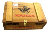 Win. wooden shotgun shell box; 250 rounds; has horse and rider on top 14 1/4