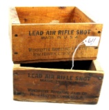 Win. LOT: 2- wood shell box’s for lead air rifle shot; 9” x7” x 4”