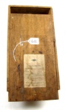 DE. wood box w/ sliding top for hatchets 14 1/4