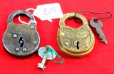 Simmons. LOT: 2- 1; Quality six  lever lock w/key; 2; Simmons all brass w/key