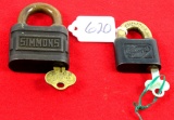 Simmons. LOT: 2- Simmons locks wkey