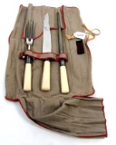Win. carving set; knife; fork; & steel; in felt bag