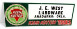 KK. store sign. J.E. West Hardware; Anadarko; Okla.