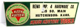 KK. store sign; Reno Imp. & Hardware; Co. 215 SO. Main; Hutchinson; Kans.