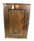 KK. oak single door tool cabinet; 16 3/4