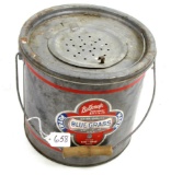 Bluegrass. galv. minnow bucket w/great paper label