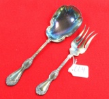 Simmons Hardware. silver serving spoon and meat fork
