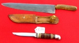 Winchester hunting knife w/sheath; & Win. carving knife #7026