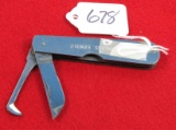 John Primble. Pocket knife 2 blade; stainless handle;
